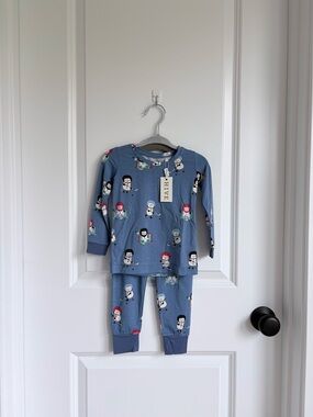 🏒Angel Dear Bamboo Snow Folks Ice Hockey Long Sleeve Pajama Set NWT